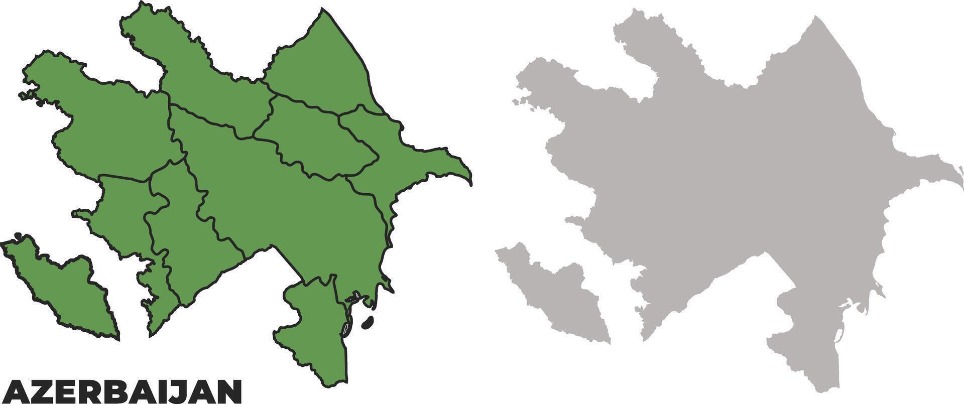 Azerbaijan political regions green outline map set vector