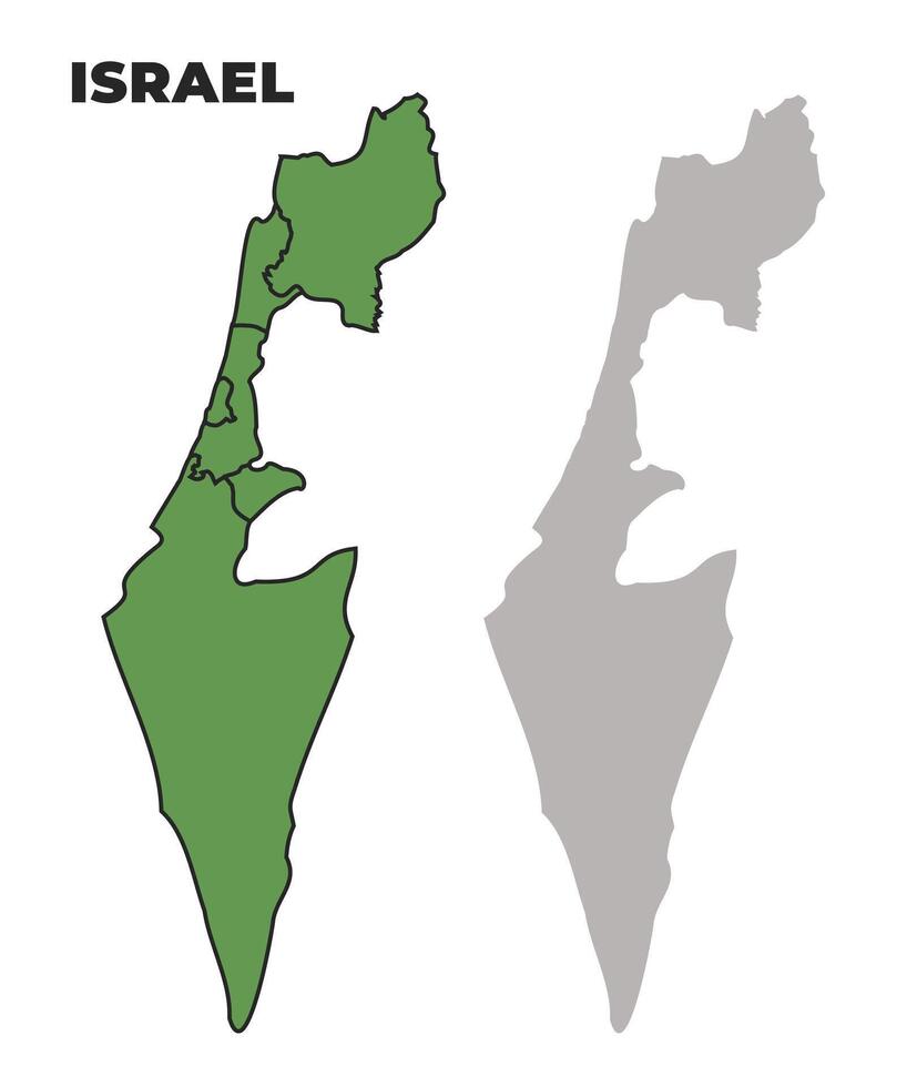 Israel political regions green outline map set vector