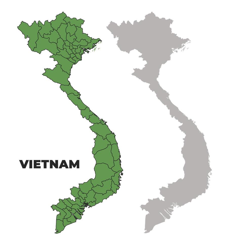 Vietnam political regions green outline map set vector