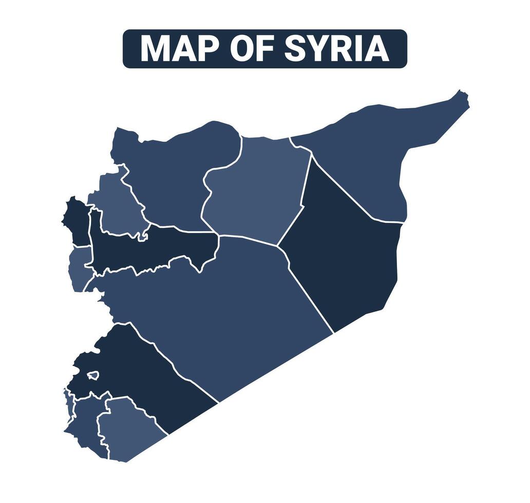 Map of Syria political map regions illustration vector