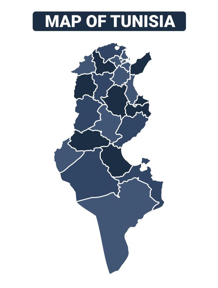 Map of Tunisia political map regions illustration vector
