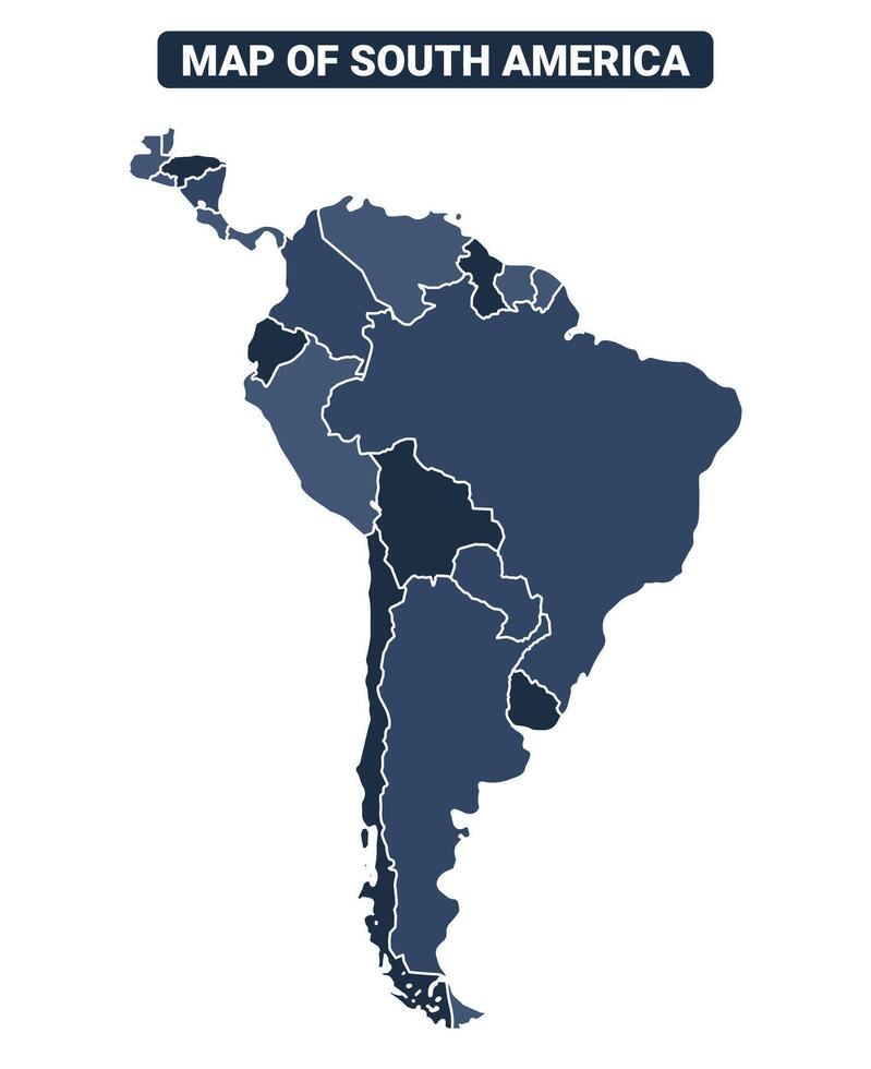Map of South America political map regions illustration vector
