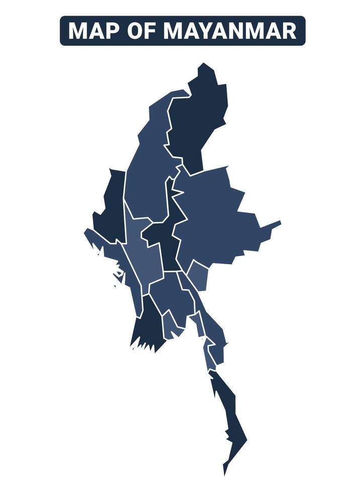 Map of Mayanmar political map regions illustration vector