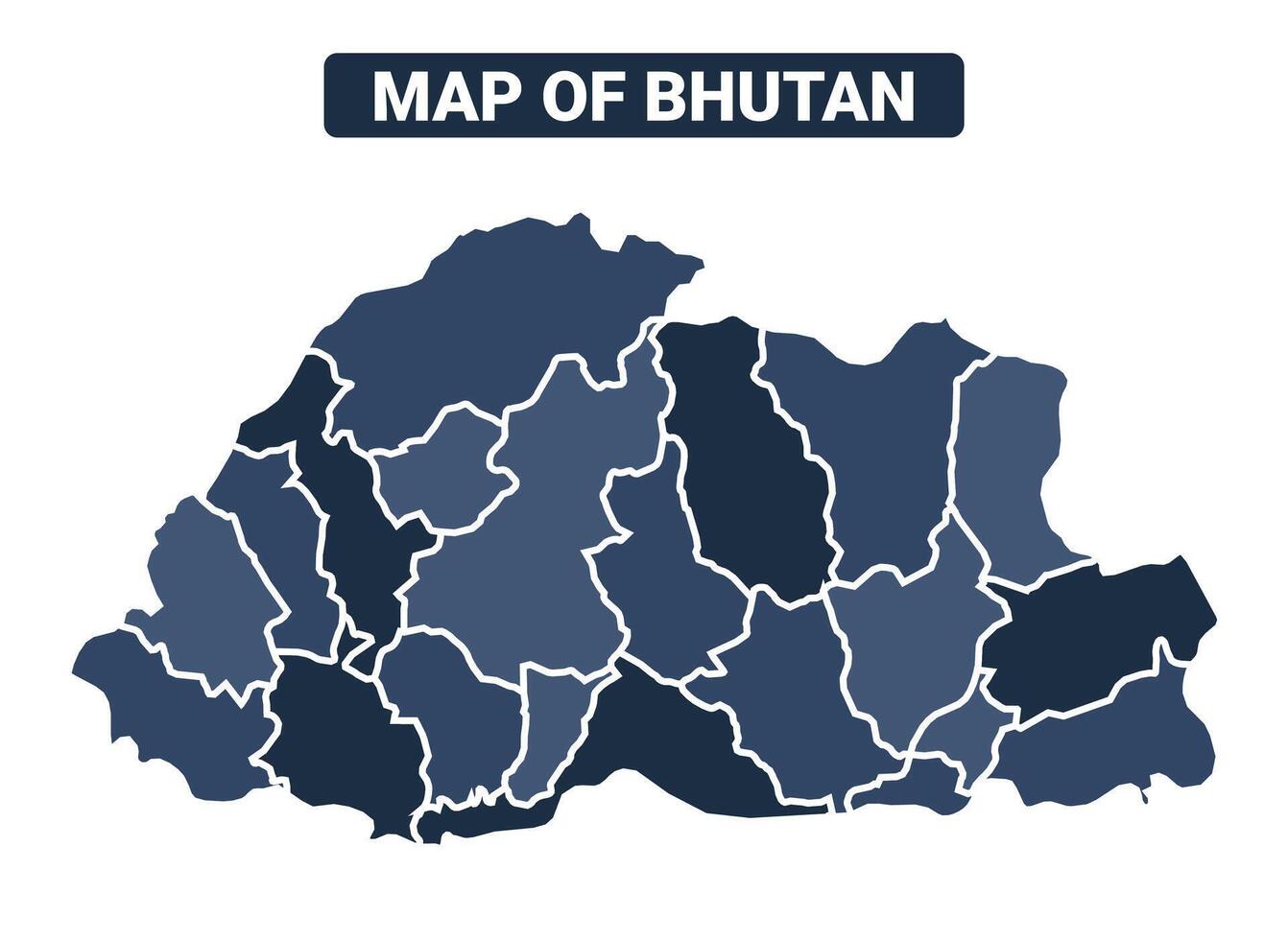 Map of Bhutan political map regions illustration vector