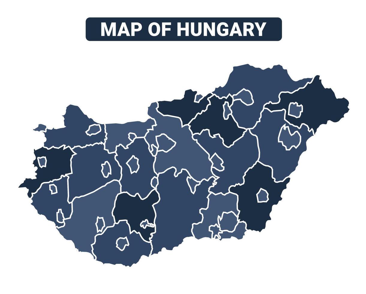 Map of Hungary political map regions illustration vector