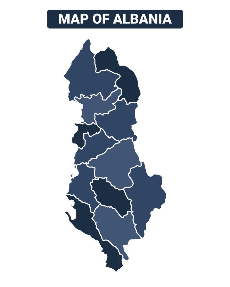 Map of Albania political map regions illustration vector