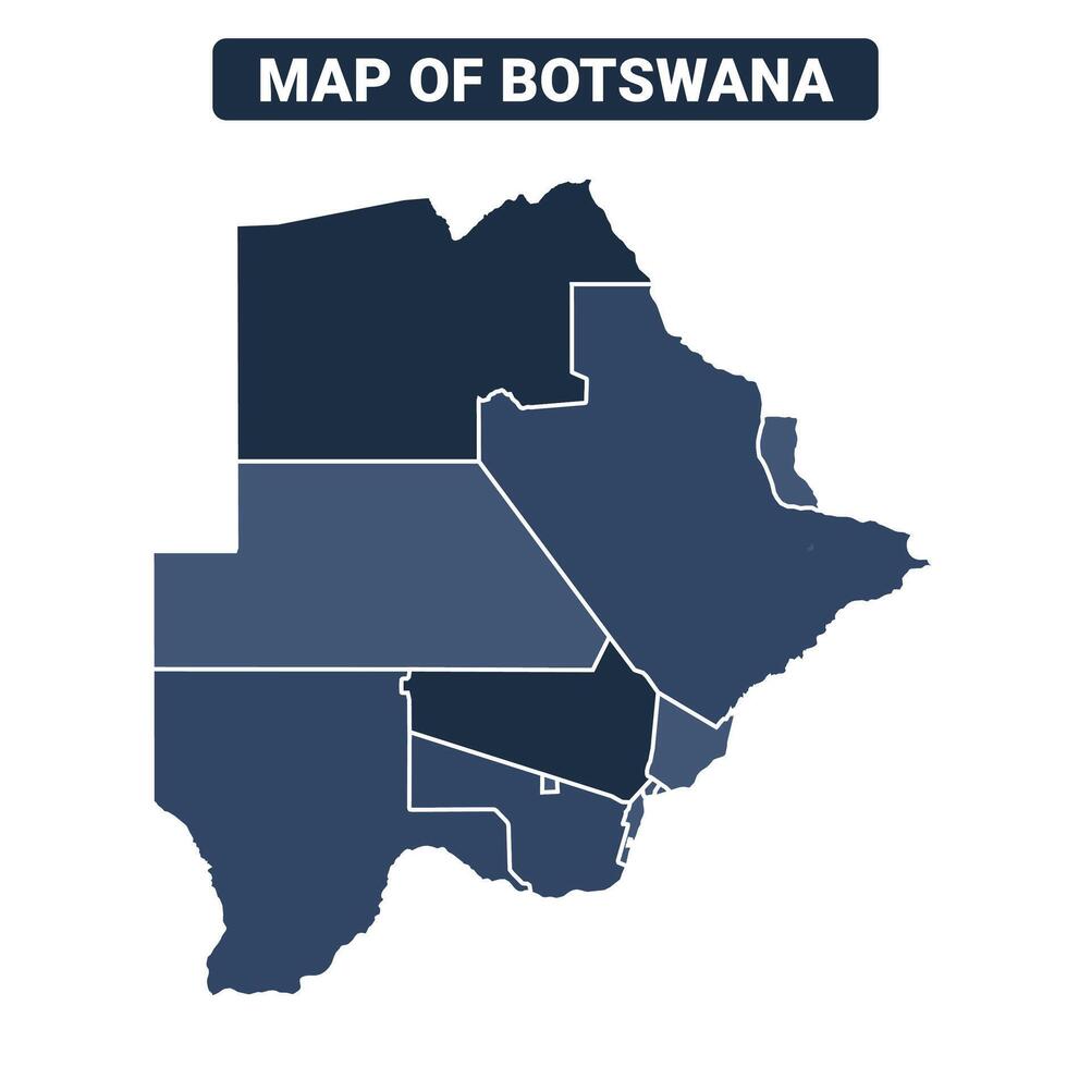 Map of Botswana political map regions illustration vector