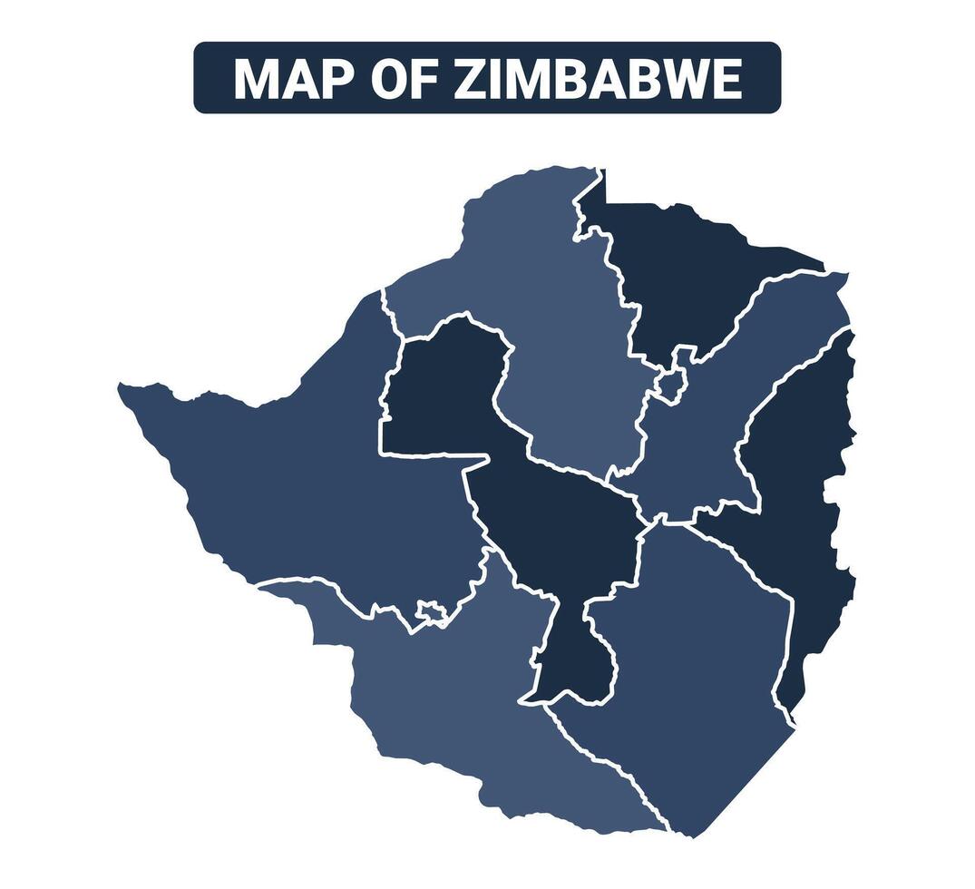 Map of Zimbabwe political map regions illustration vector