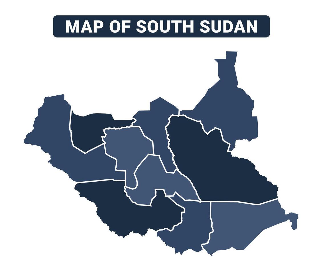 Map of South Sudan political map regions illustration vector