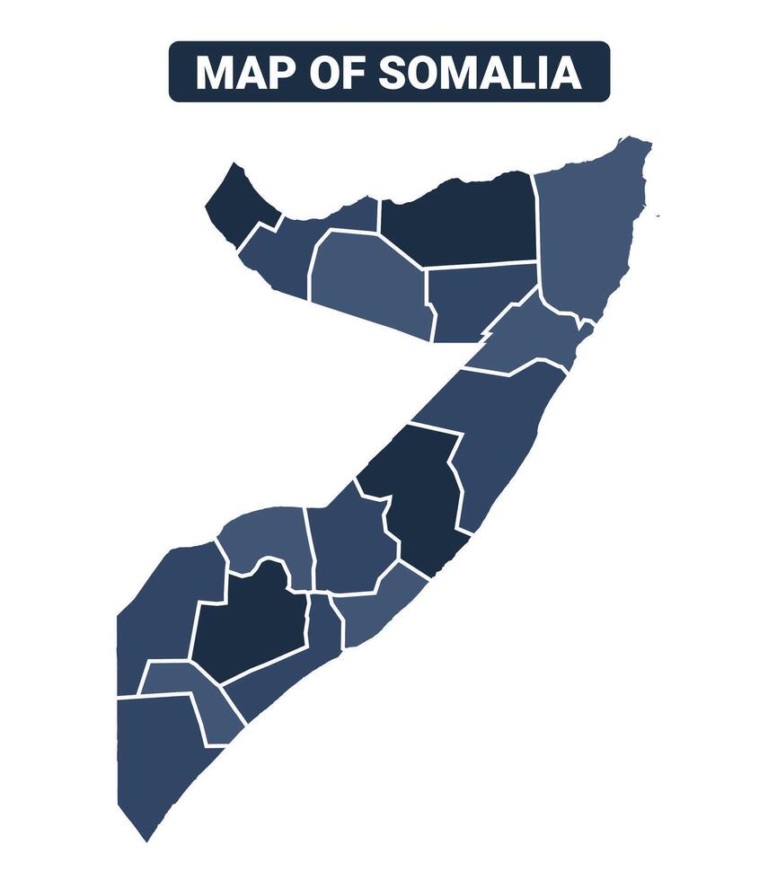 Map of Somalia political map regions illustration vector