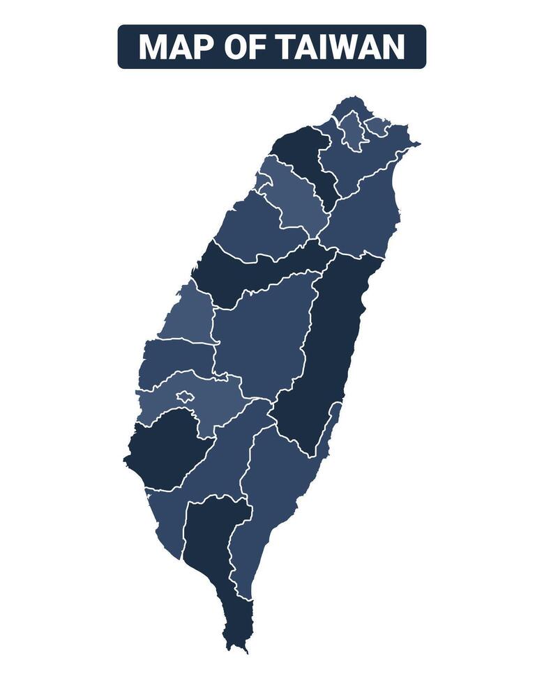 Map of Taiwan political map regions illustration vector
