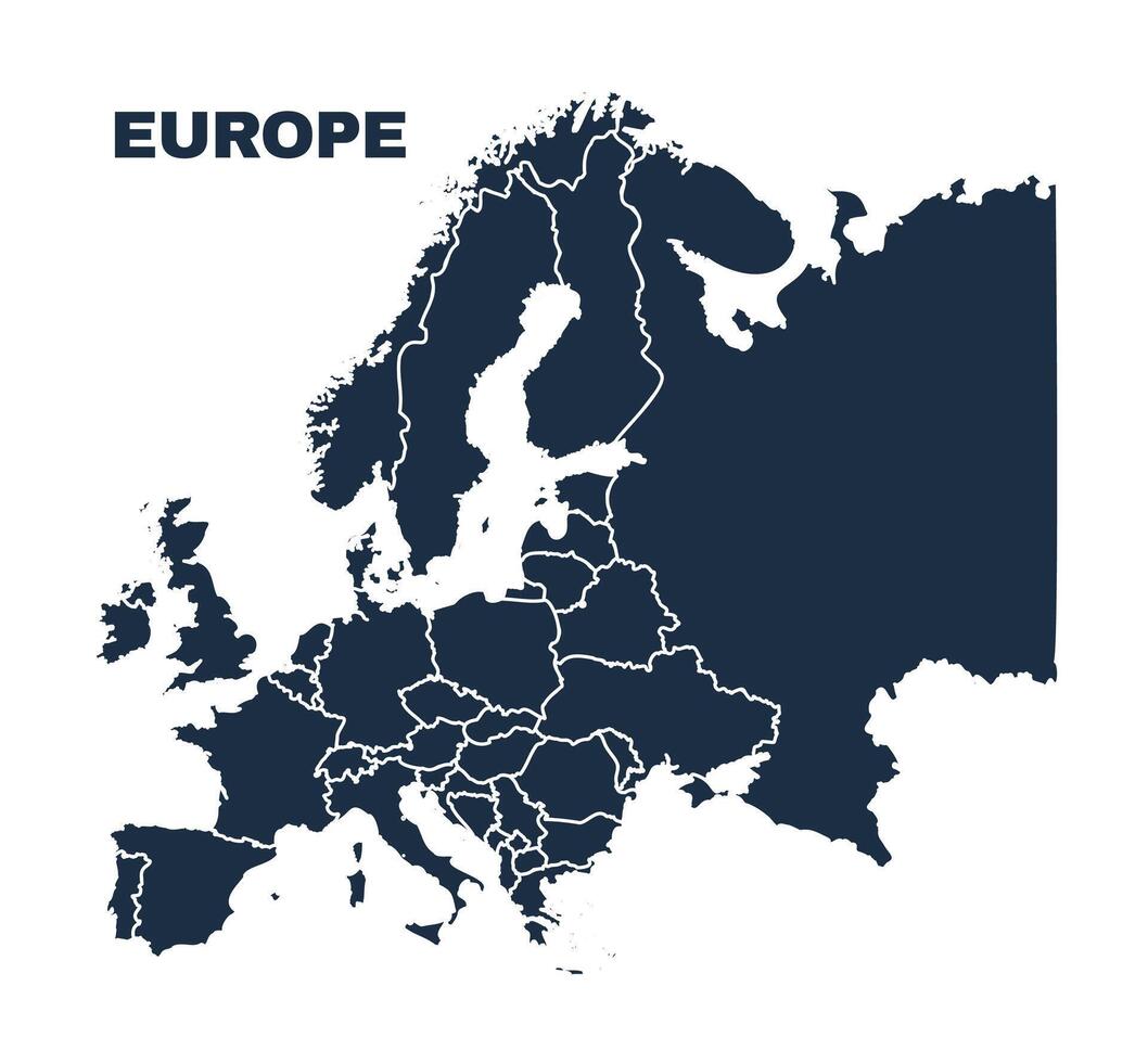 Europe map flat border outline vector