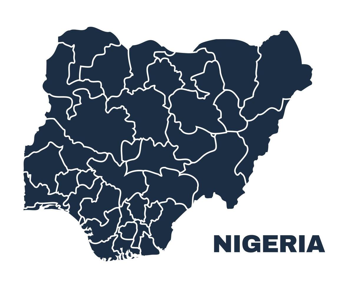 Nigeria map flat border outline vector