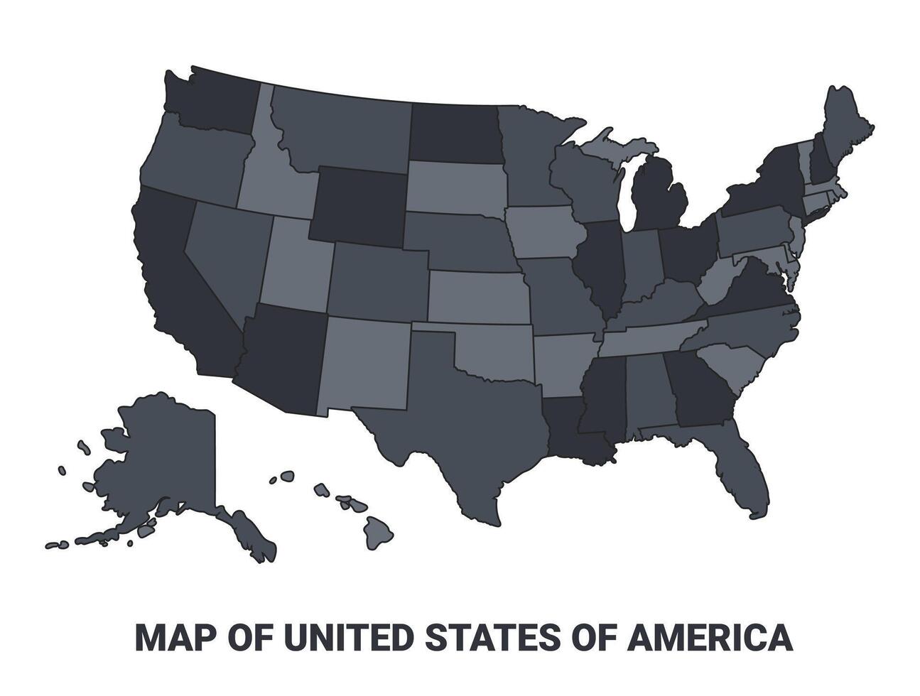 United States Of America political map border of regions outline set vector