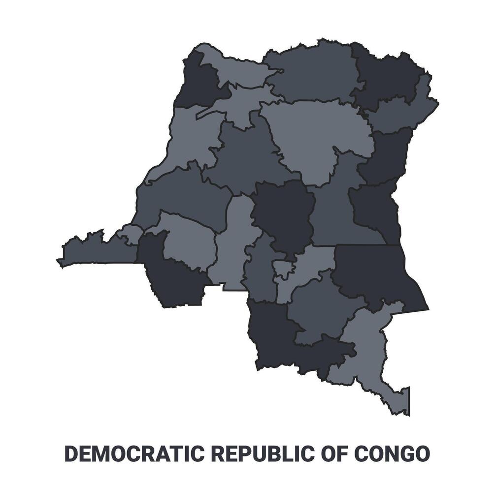 Democratic Republic of the Congo political map border of regions outline set vector