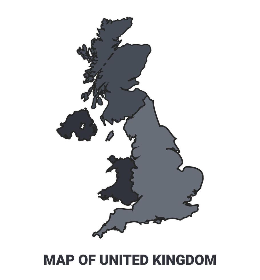 United Kingdom political map border of regions outline set vector