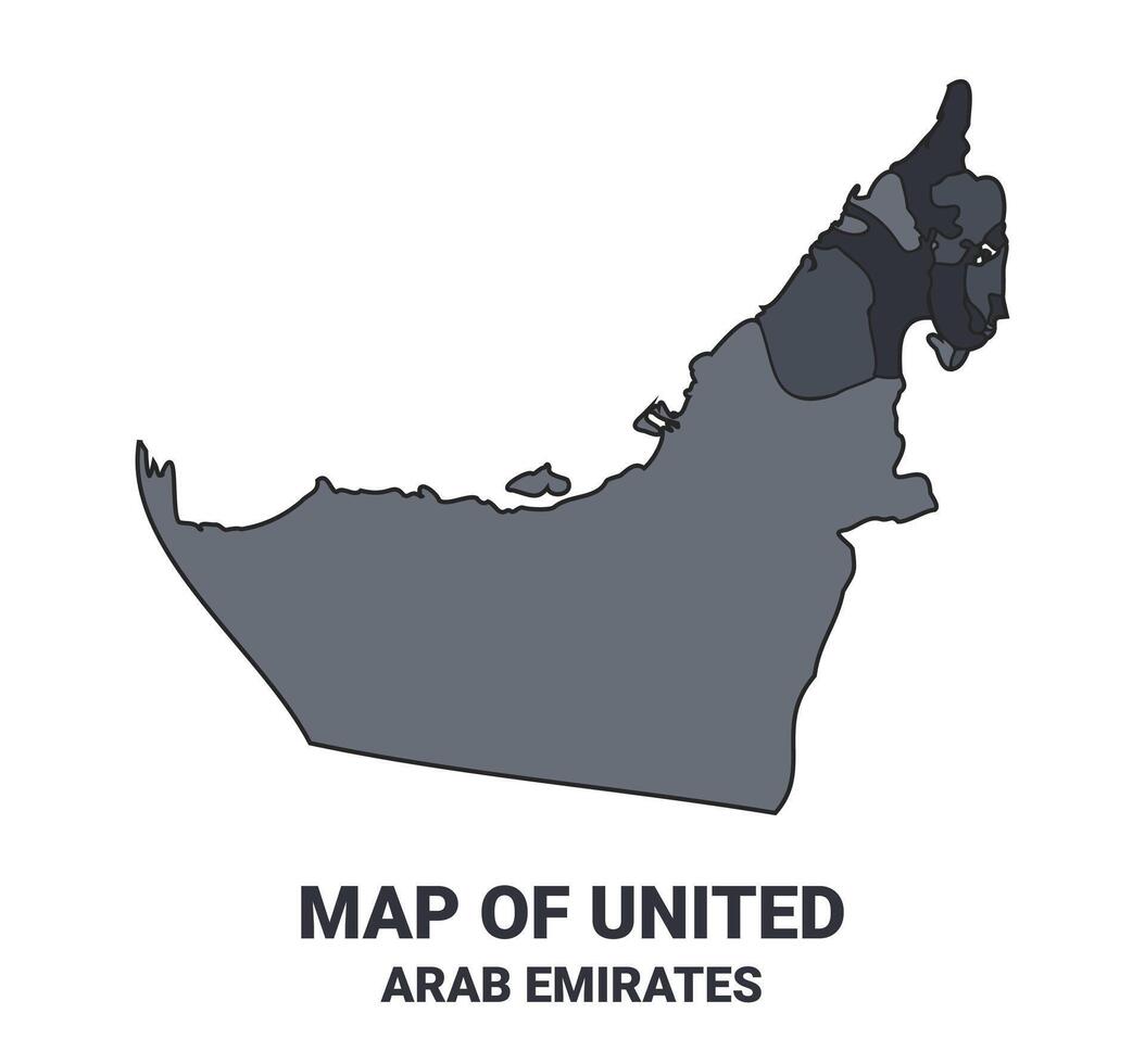 United Arab Emirates political map border of regions outline set vector