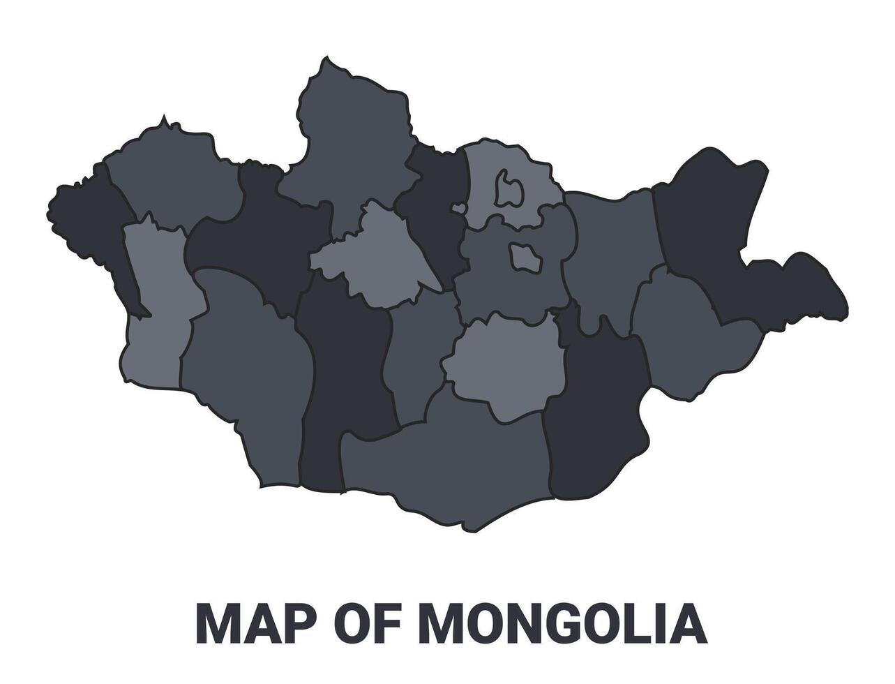 Mongolia political map border of regions outline set vector