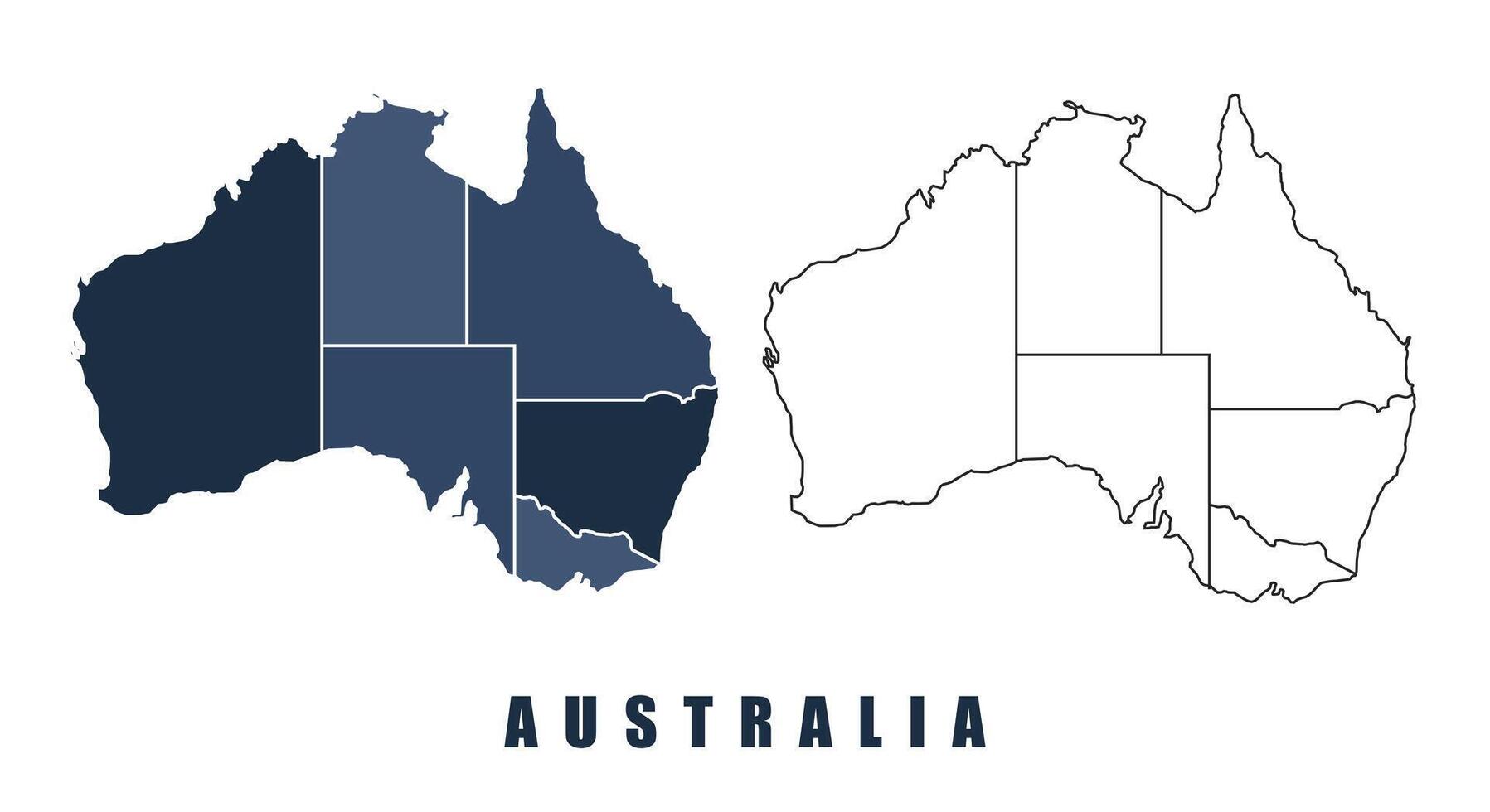 Australia map regions border outline set vector
