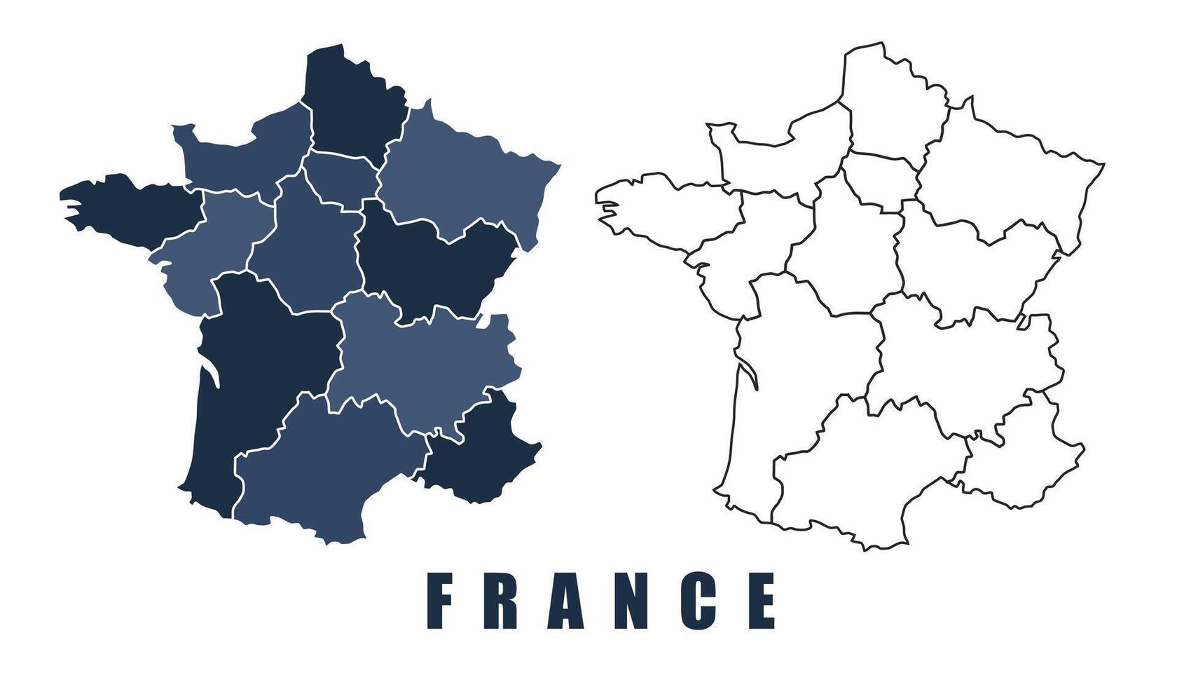 France map regions border outline set vector