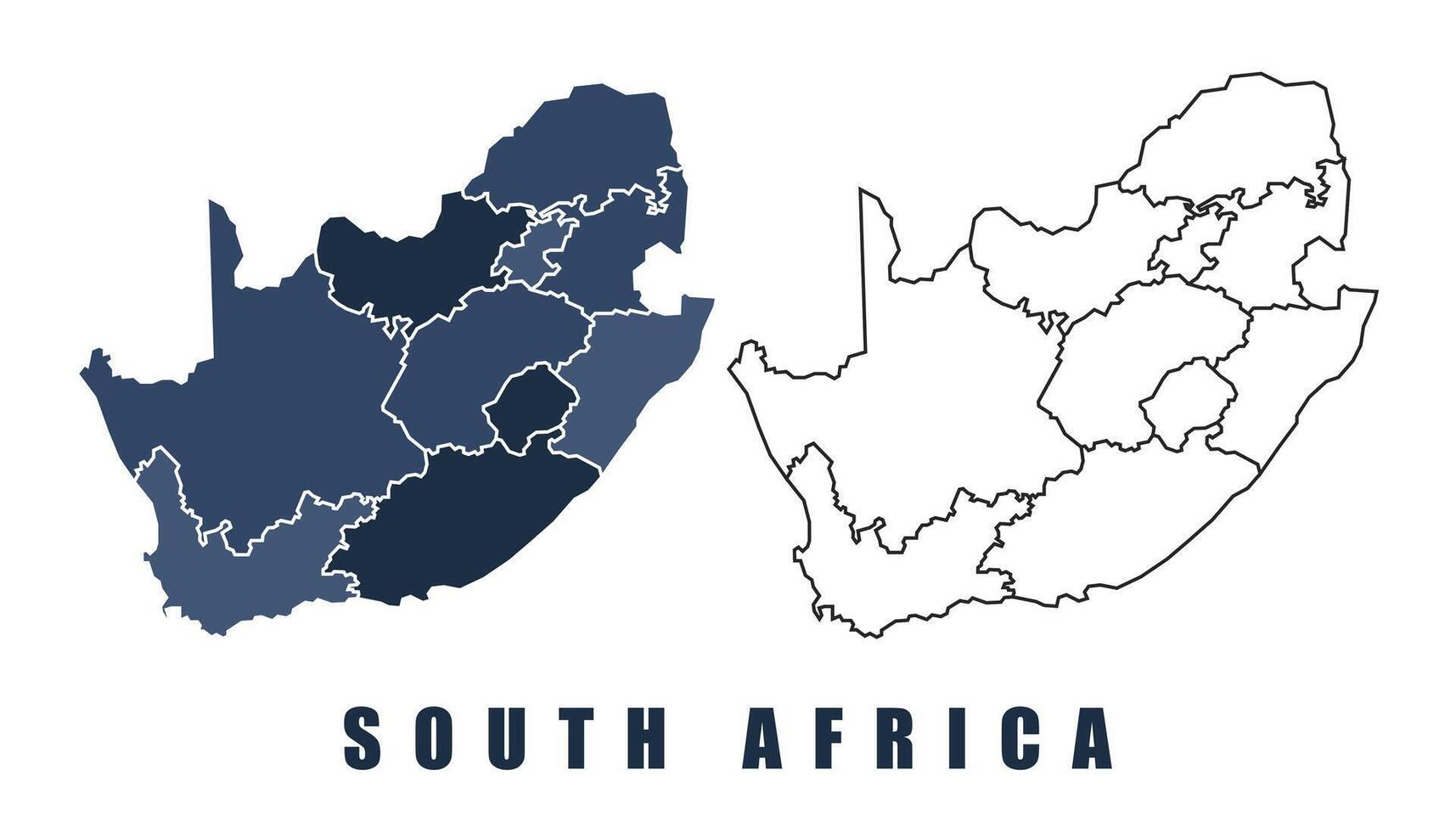 South Africa map regions border outline set vector