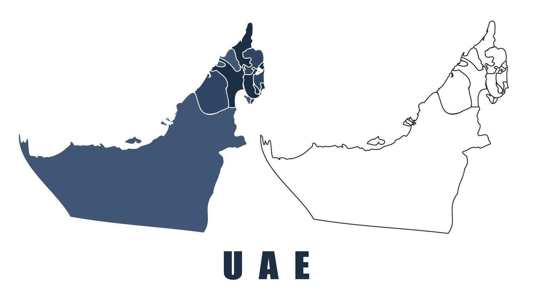 United Arab Emirates map regions border outline set vector