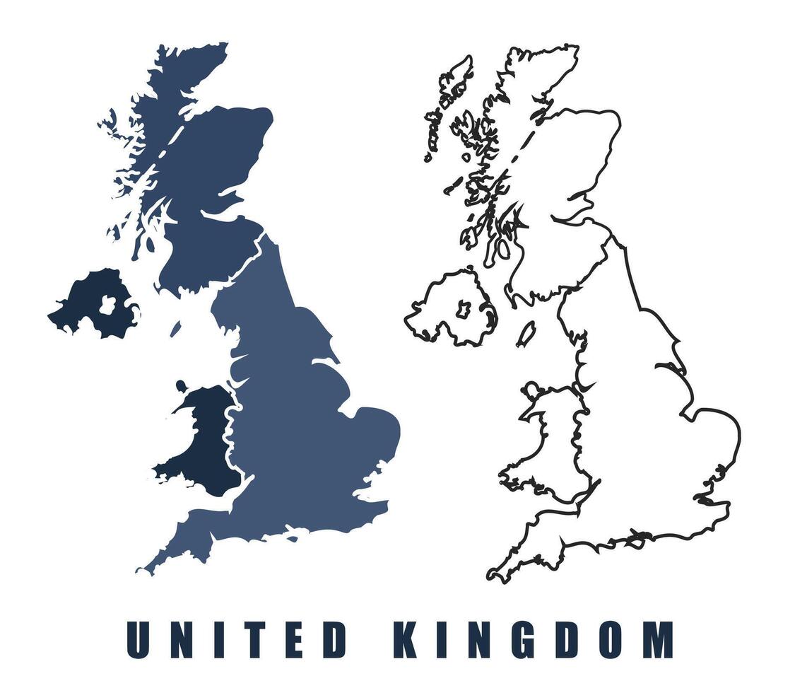 United Kingdom map regions border outline set vector