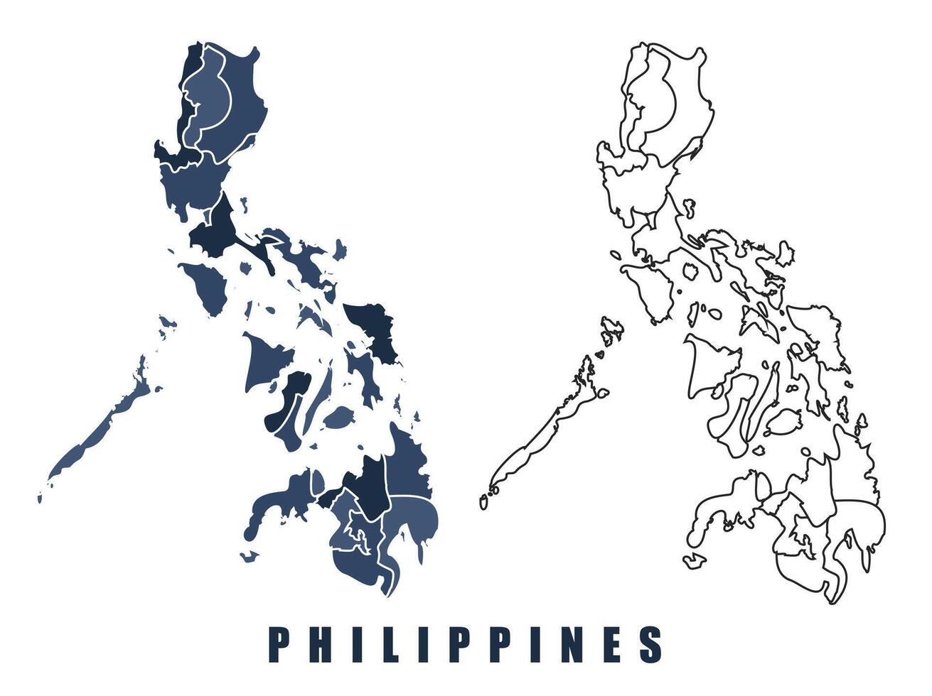 Philippines map regions border outline set vector