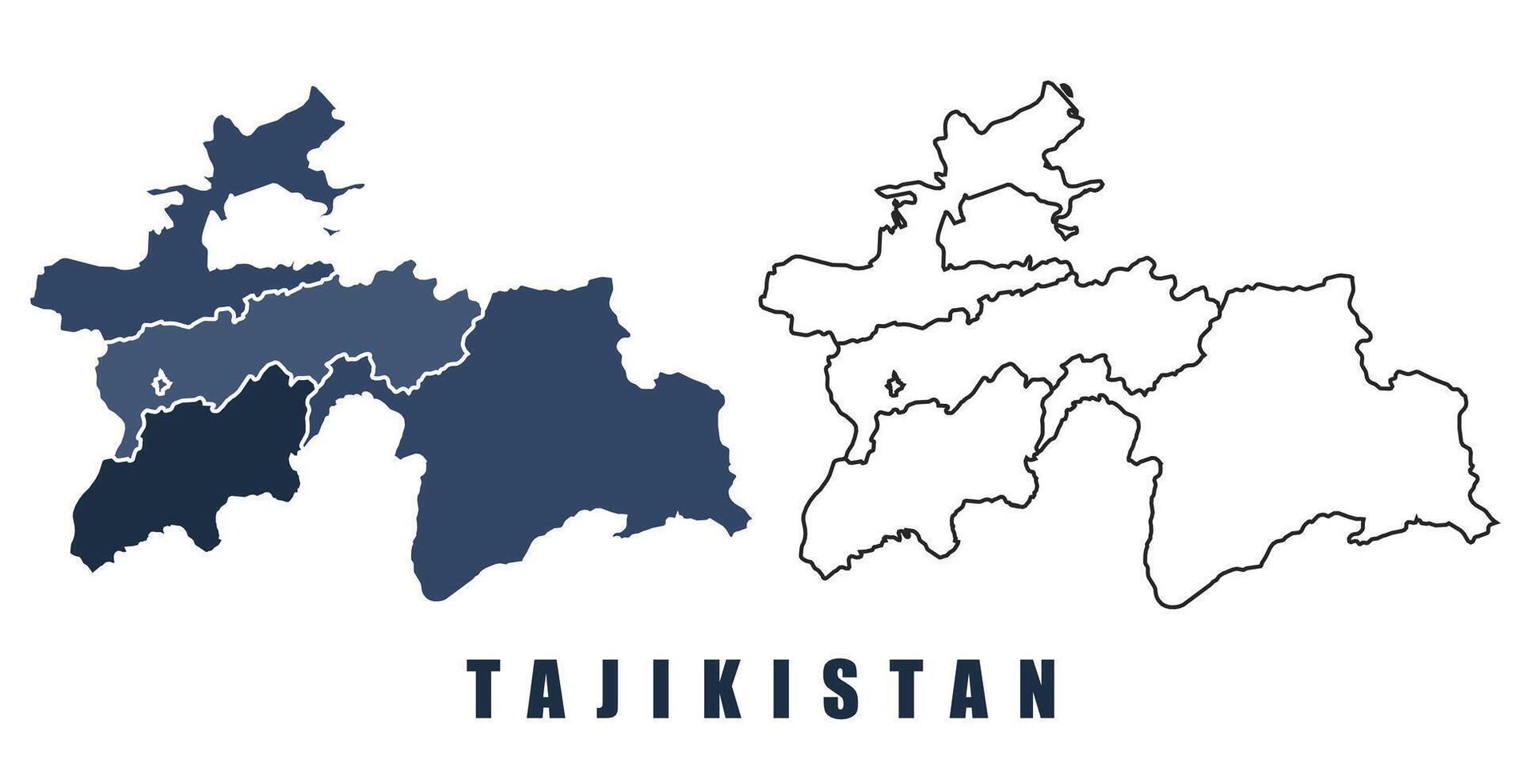 Tajikistan map regions border outline set vector