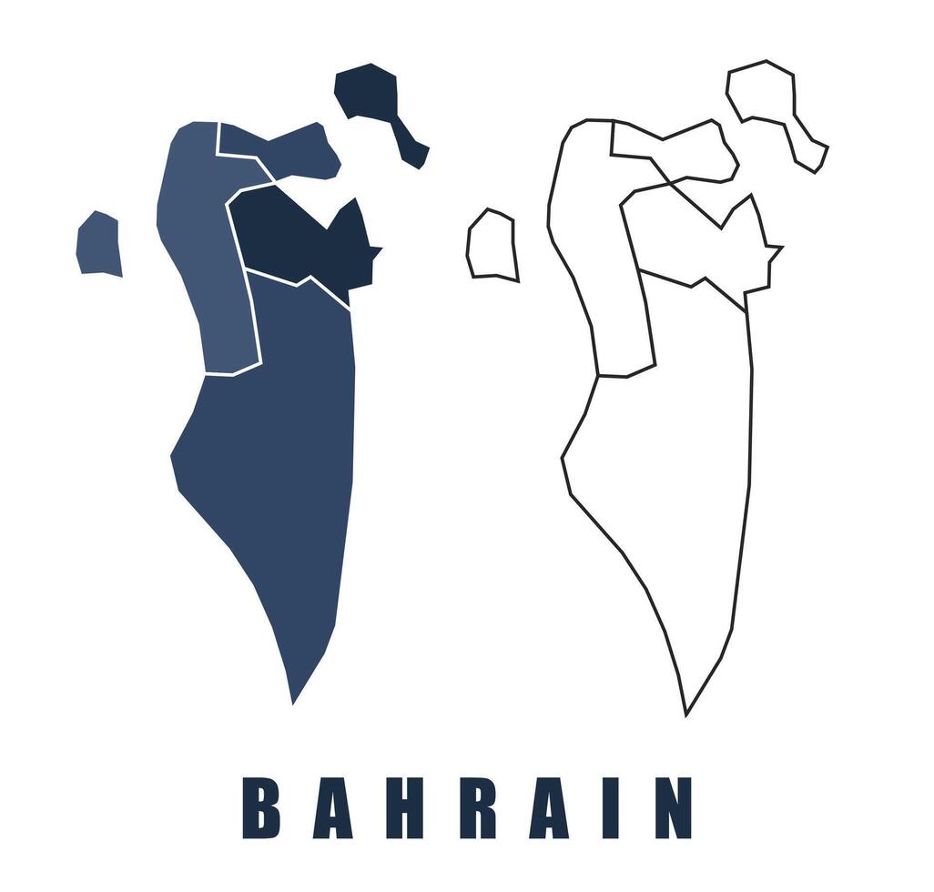Bahrain map regions border outline set vector