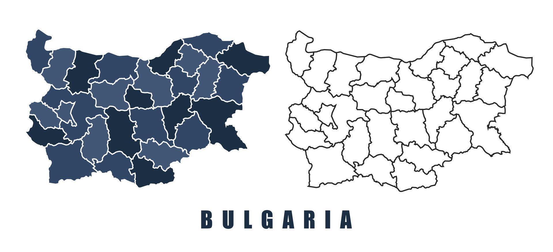 Bulgaria map regions border outline set vector