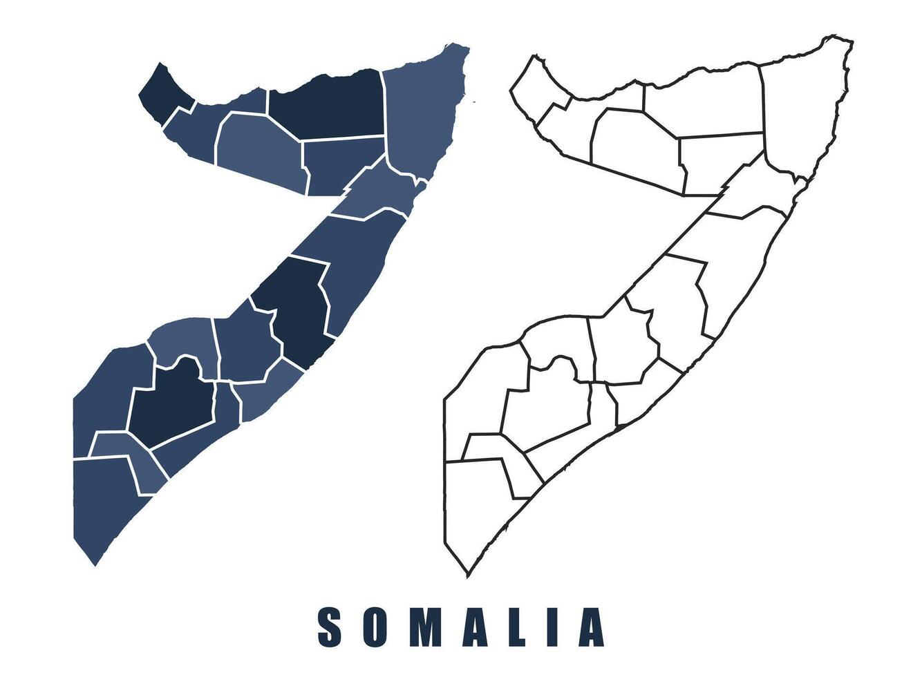 Somalia map regions border outline set vector