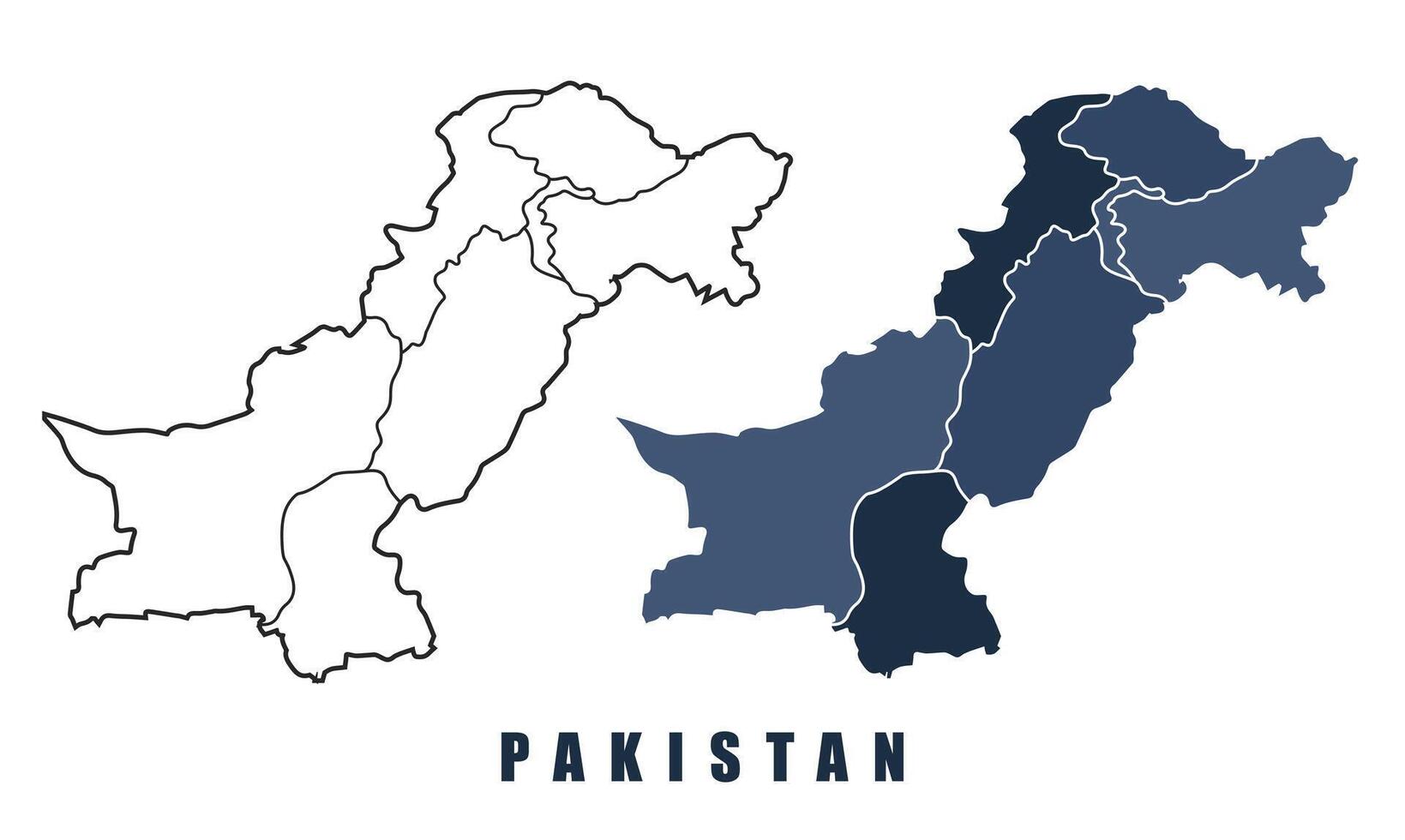 Pakistan map regions border outline set vector