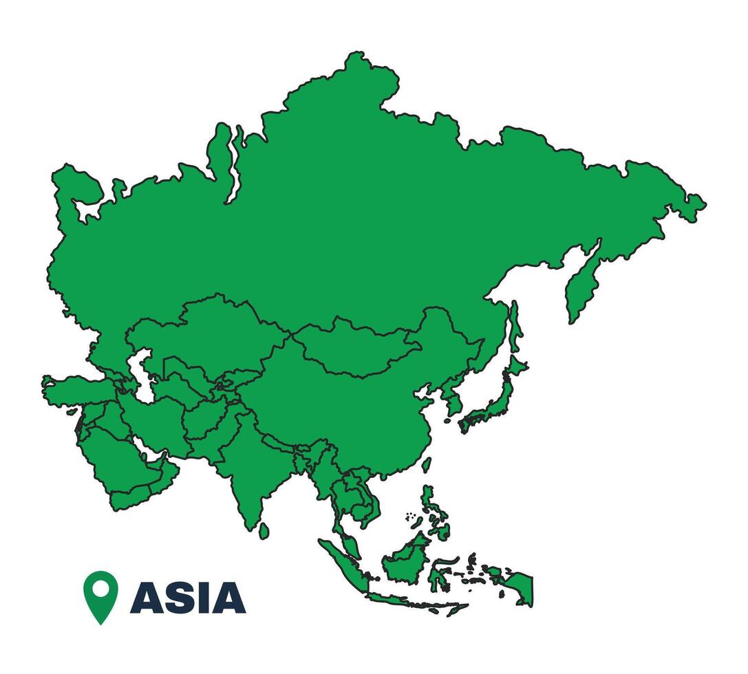 Asia simple flat illustration map vector