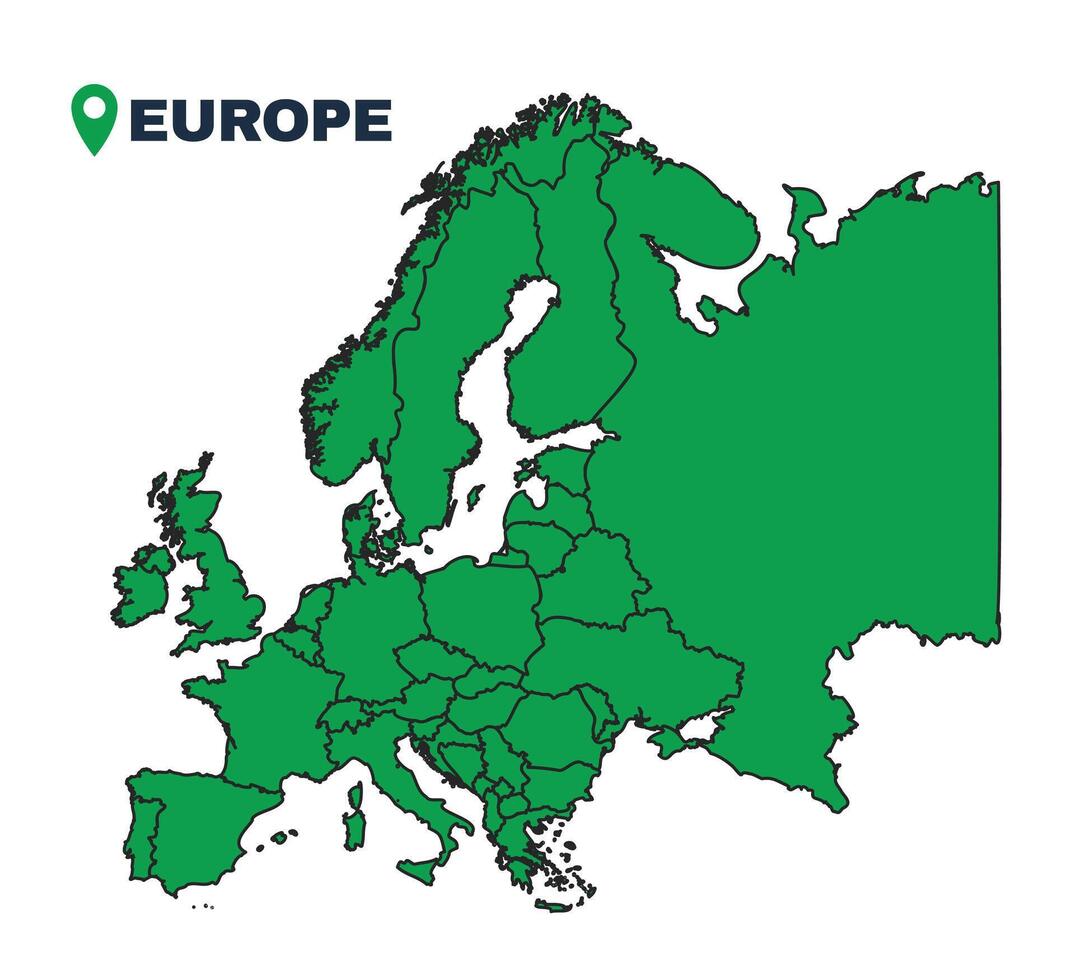 Europe simple flat illustration map vector