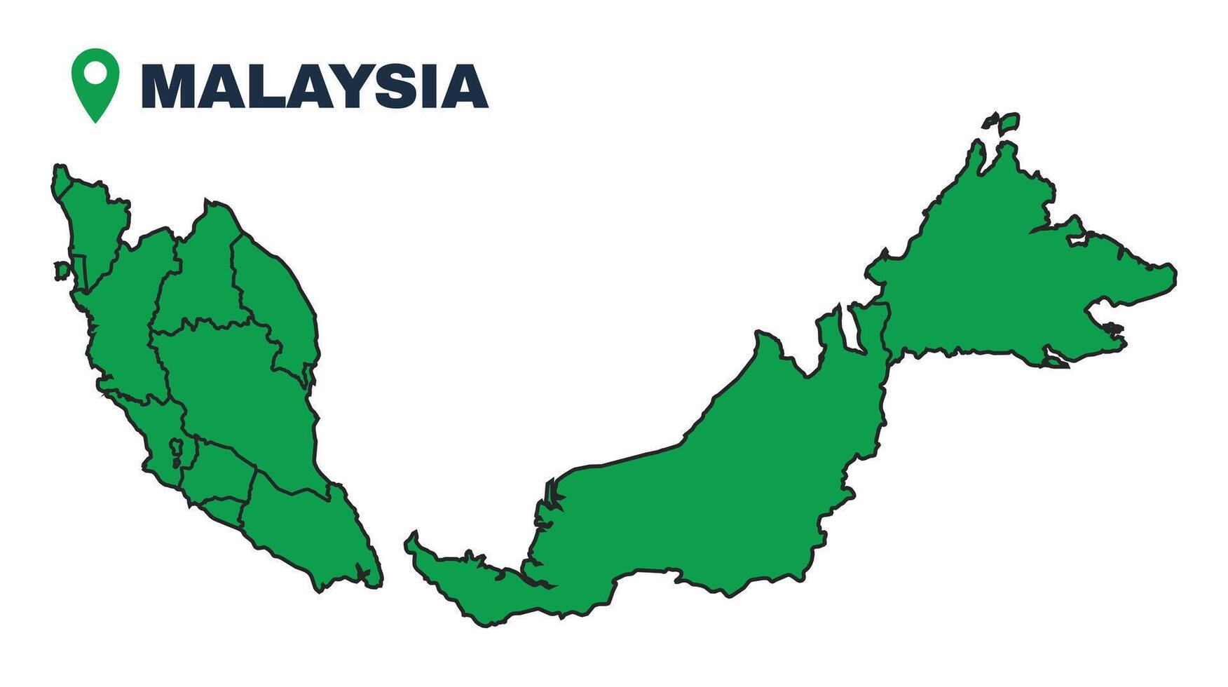 Malaysia simple flat illustration map vector