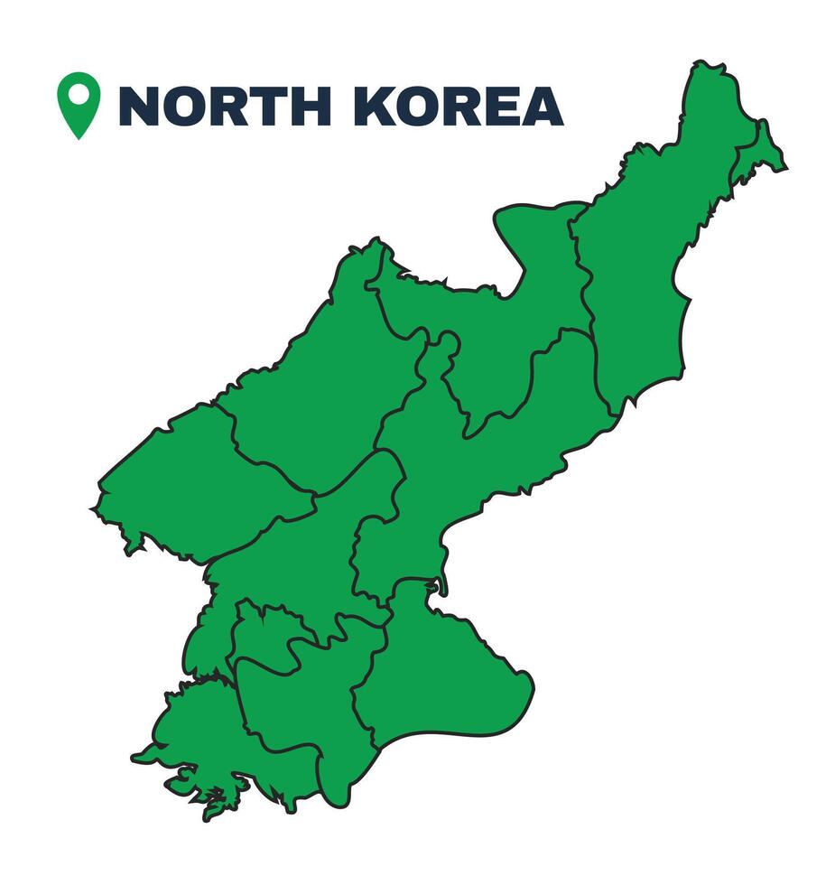 North Korea simple flat illustration map vector