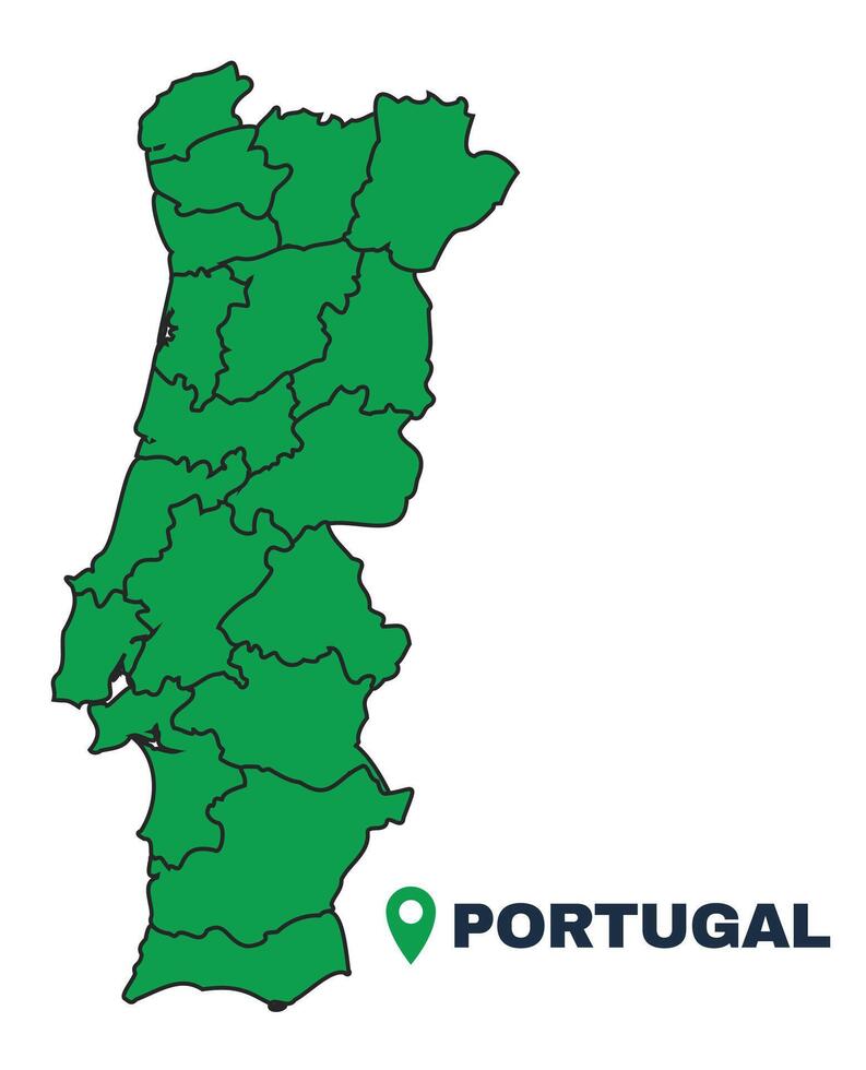 Portugal simple flat illustration map vector