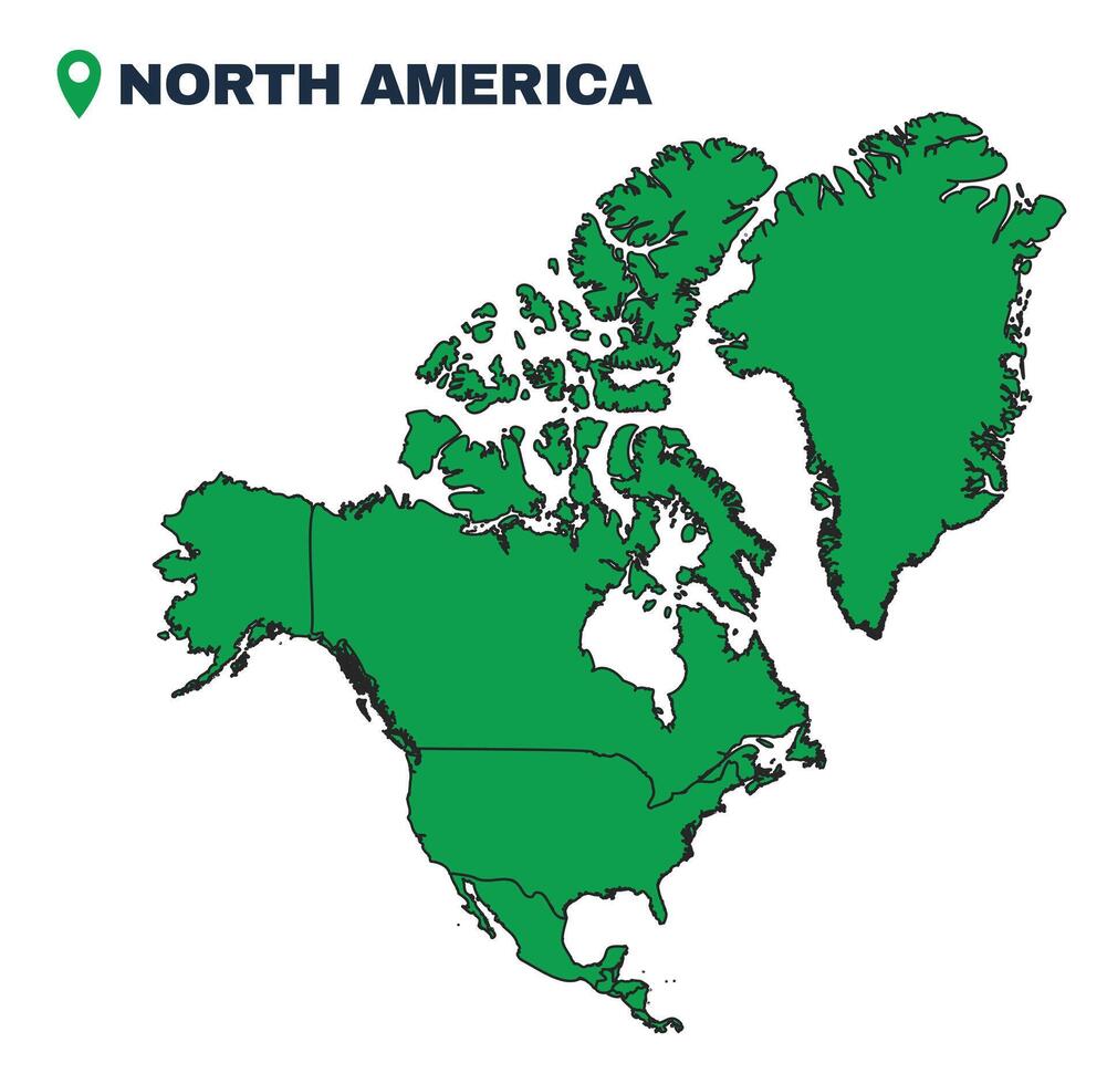 North America simple flat illustration map vector