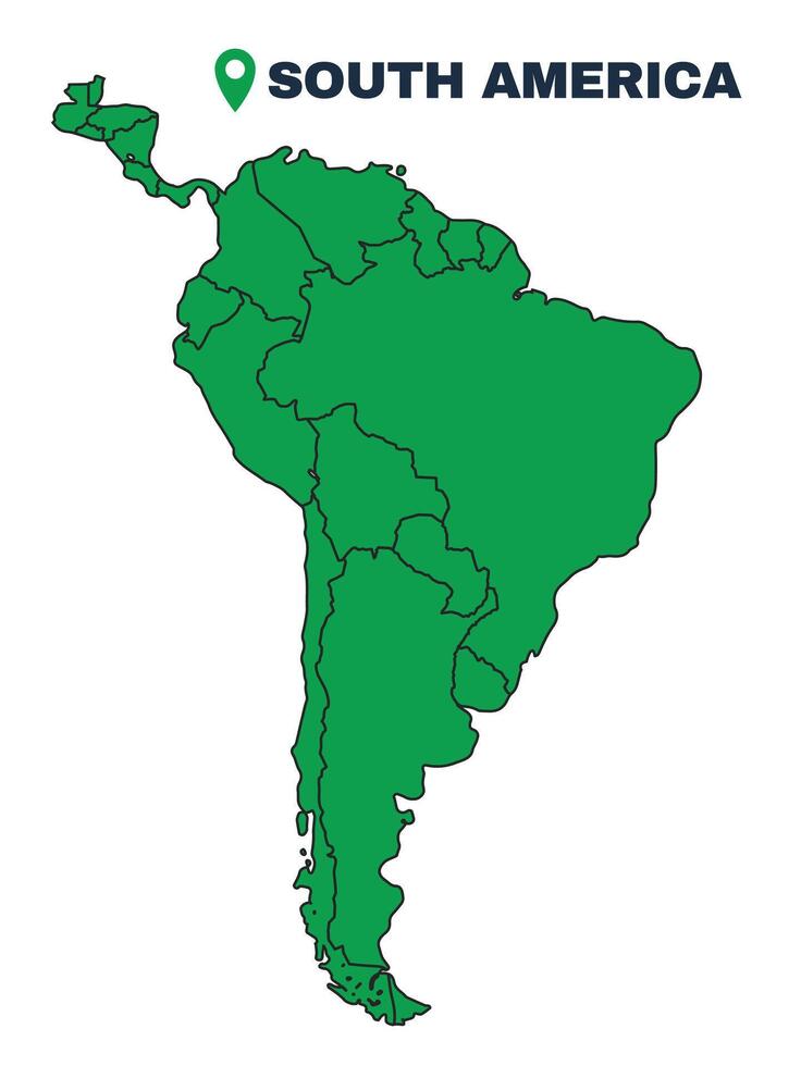 South America simple flat illustration map vector