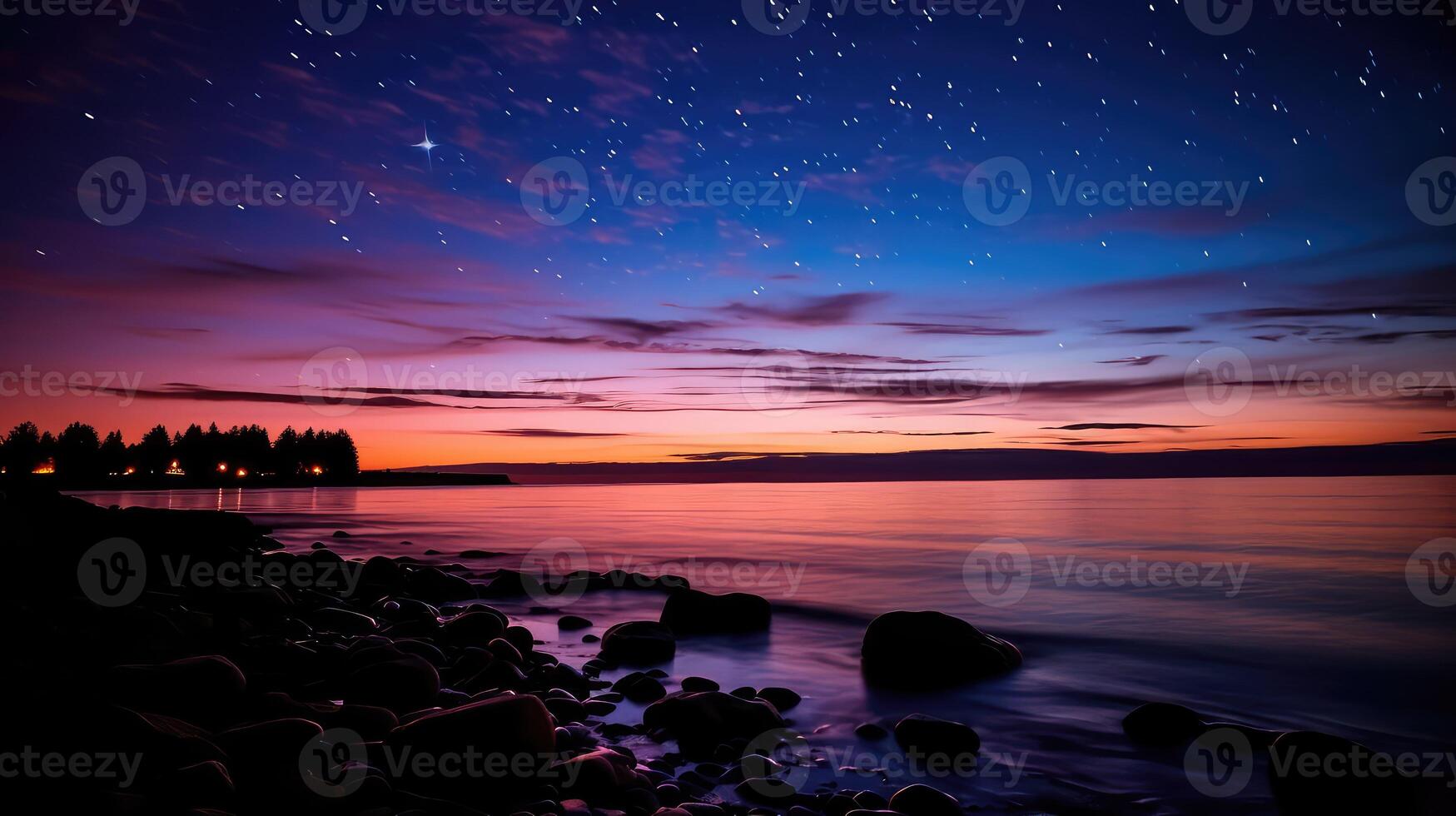 night dusk stars photo