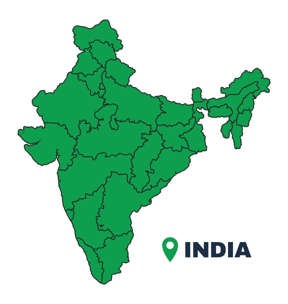 India simple flat illustration map vector