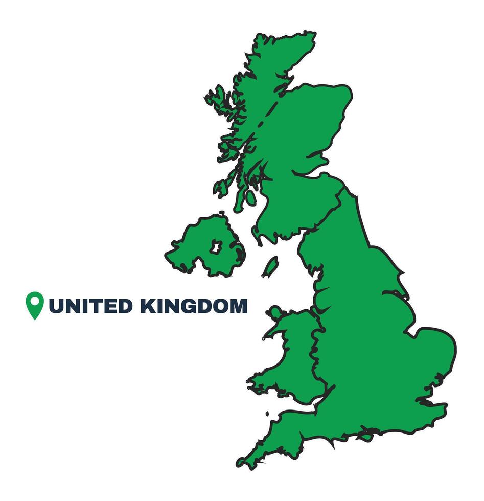 United Kingdom simple flat illustration map vector