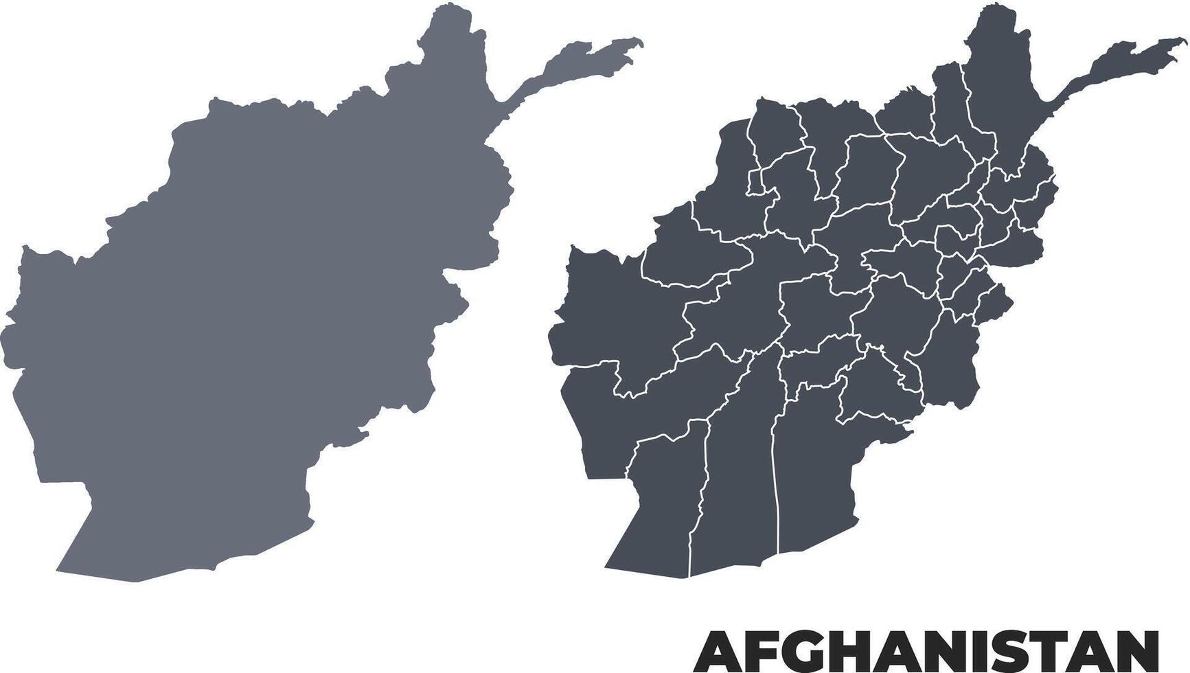 Afghanistan grey political map simple flat illustration set vector