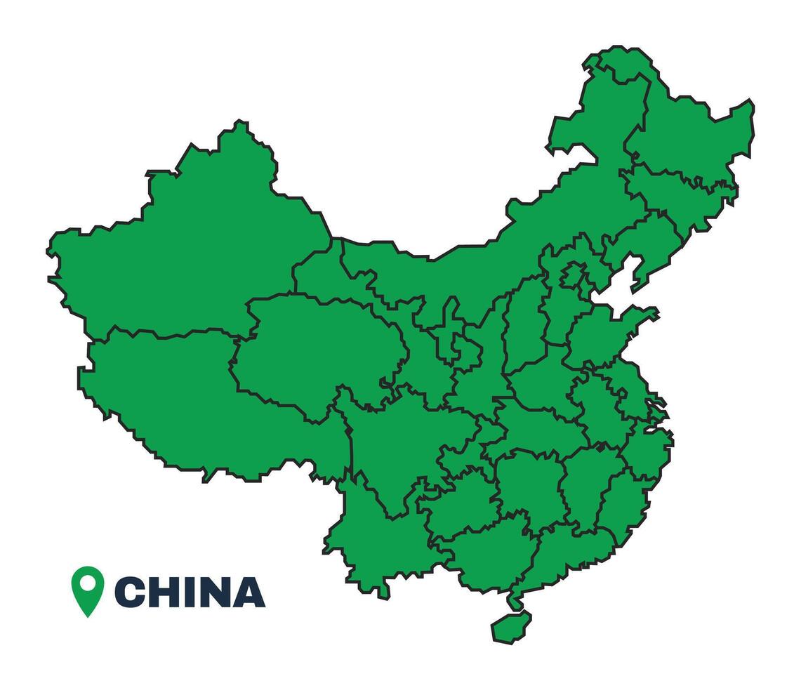 China simple flat illustration map vector