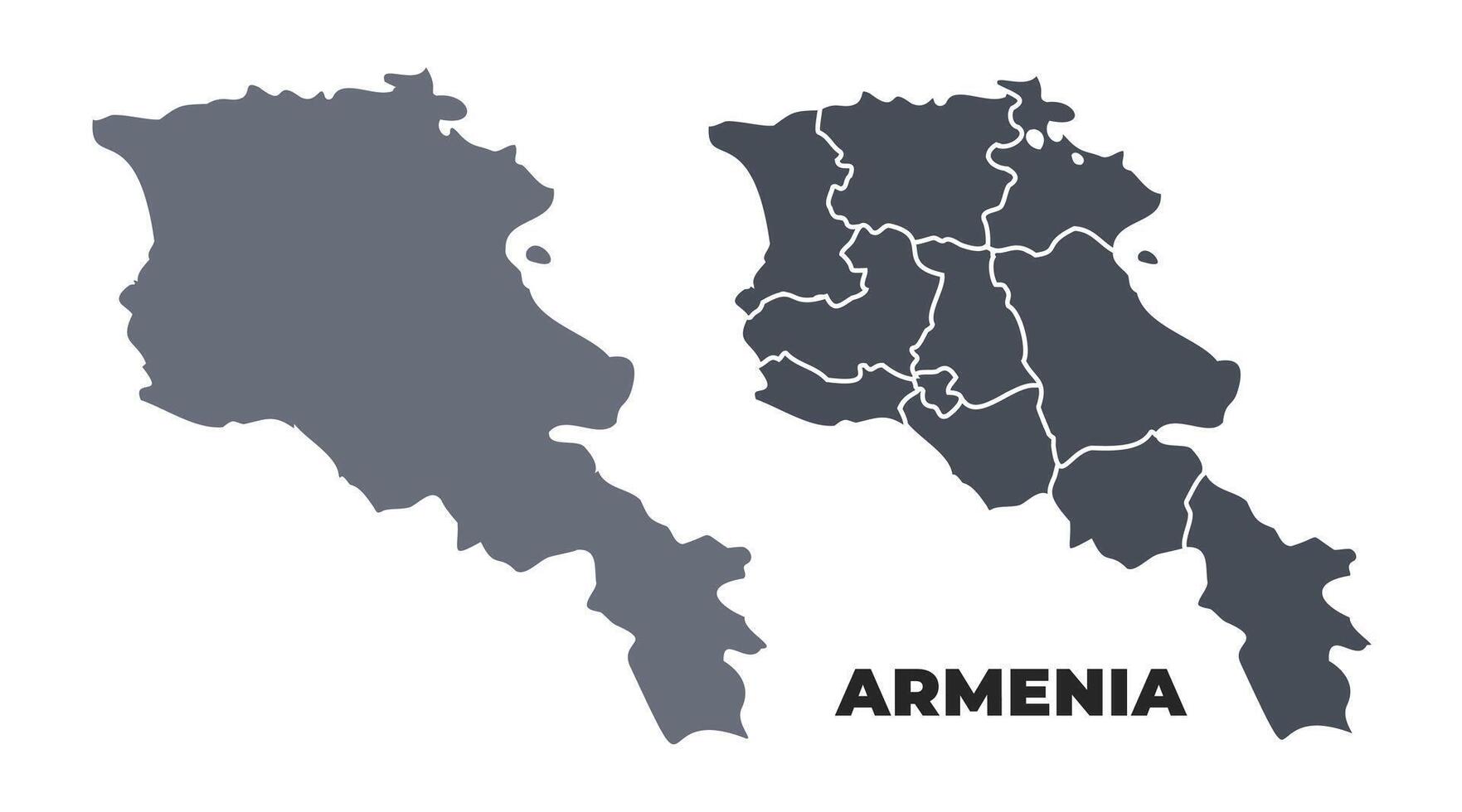 Armenia grey political map simple flat illustration set vector