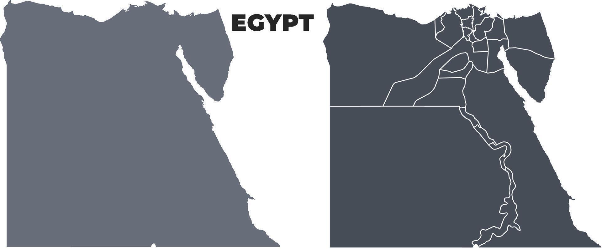 Egypt grey political map simple flat illustration set vector