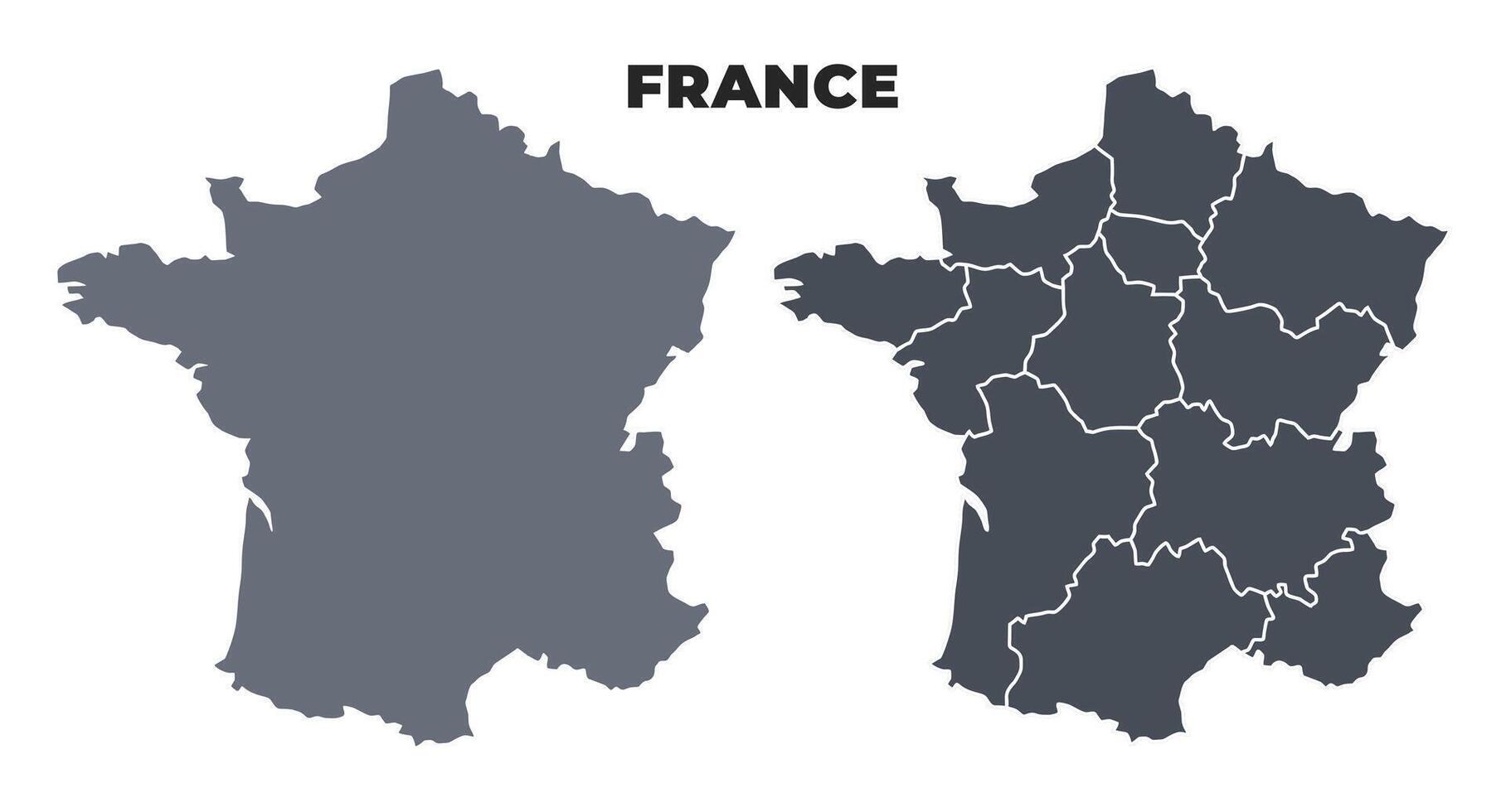 France grey political map simple flat illustration set vector