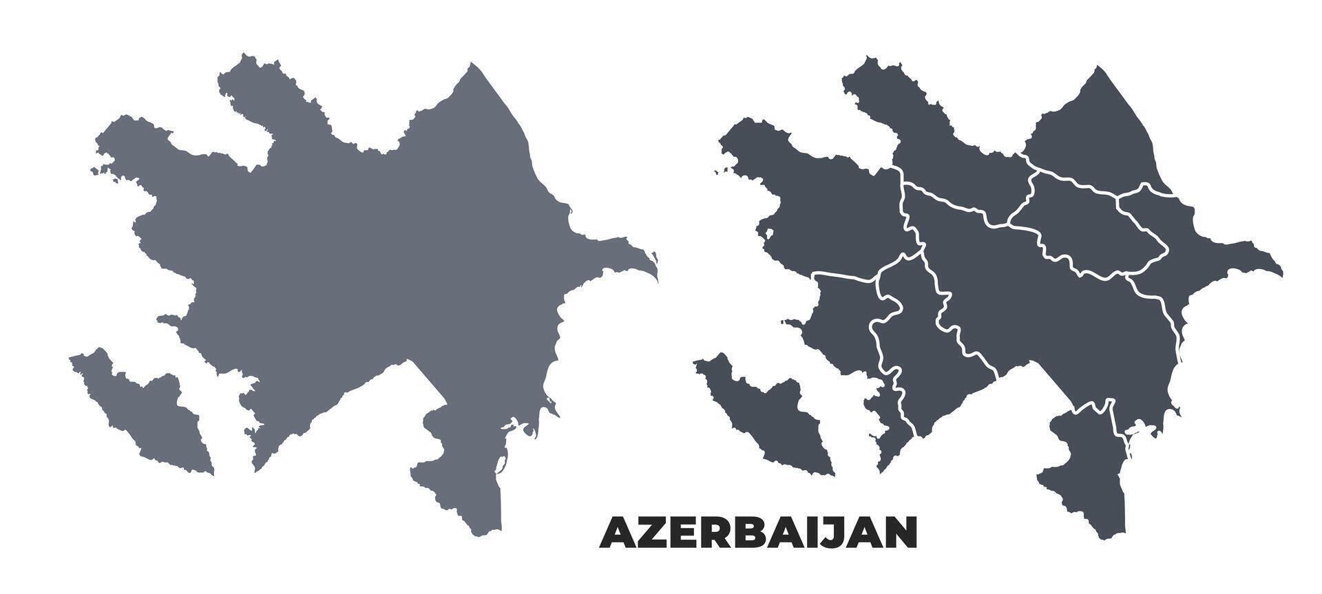 Azerbaijan grey political map simple flat illustration set vector