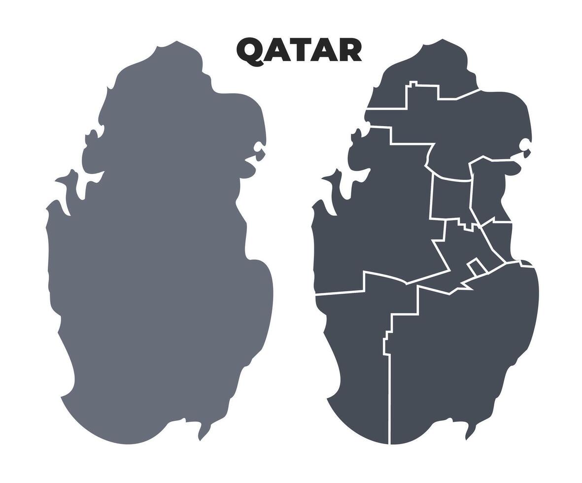 Qatar grey political map simple flat illustration set vector